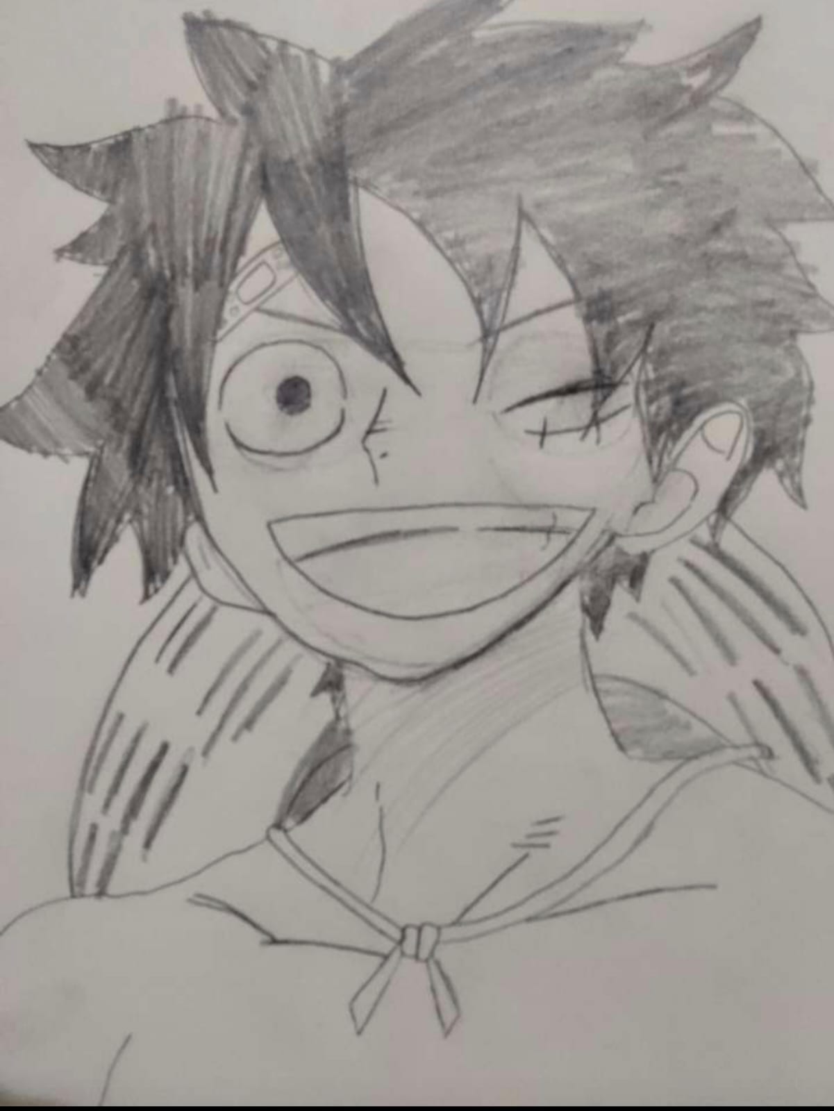 رسمة سكيتش لشخصية لوفي من أنمي ون بيس