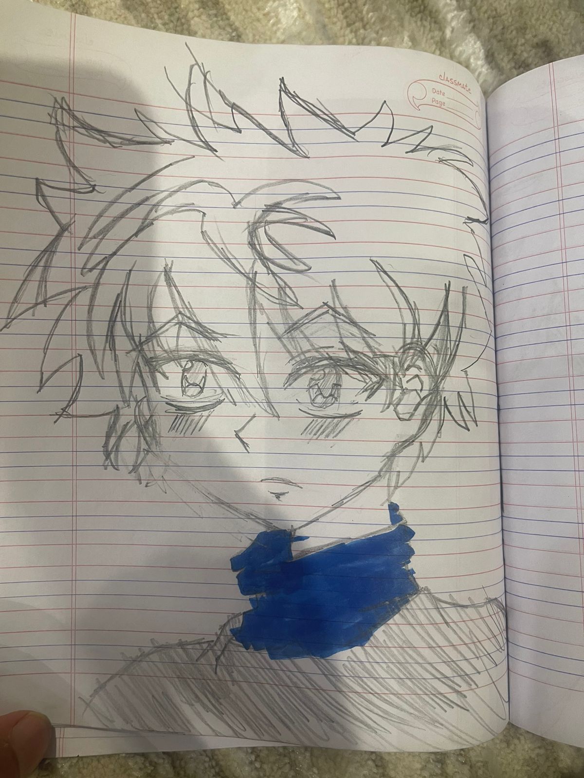 رسمة أنمي بتدرجات لونية هادئة تعبر عن الخجل